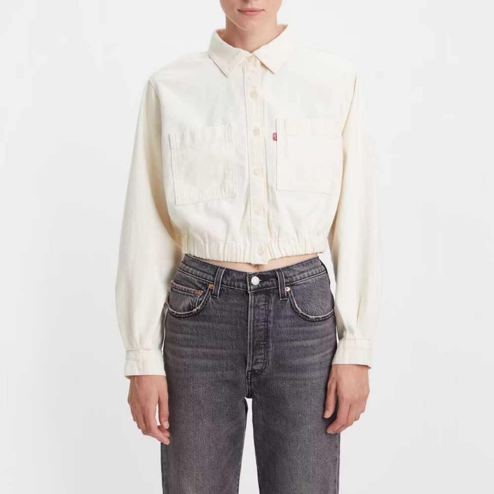 NEW Levi's Jax Cinched Denim Shirt Ecru - Women’s Size XL